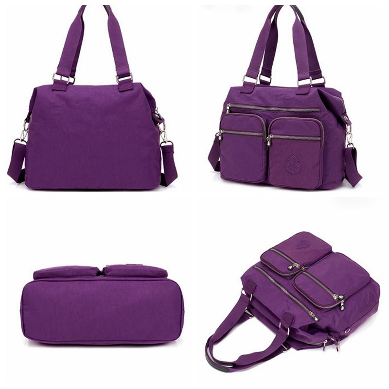 Nylon Large Capacity Lättvikts Crossbody-väska Med Flera Fickor