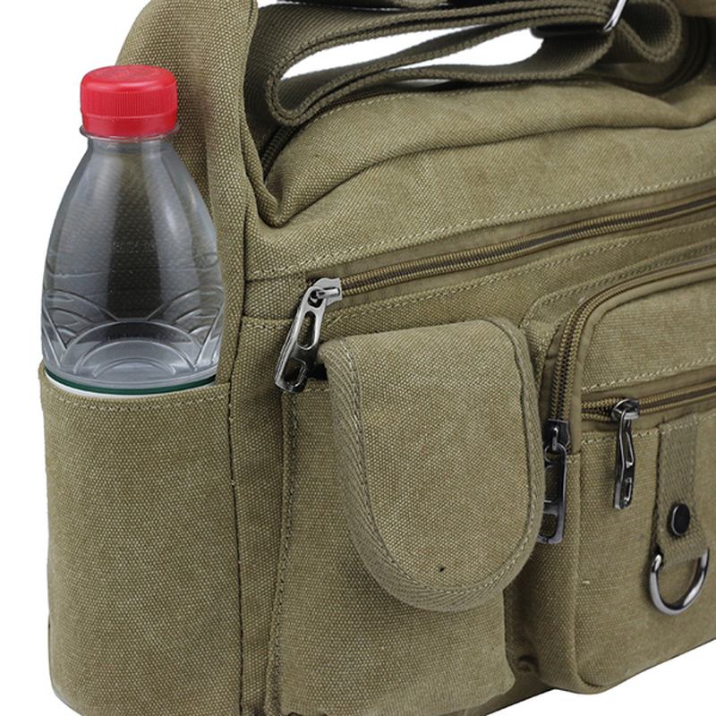 Stor Kapacitet Män Casual Canvas Shoulder Messenger Bag Rese Crossbody Bag