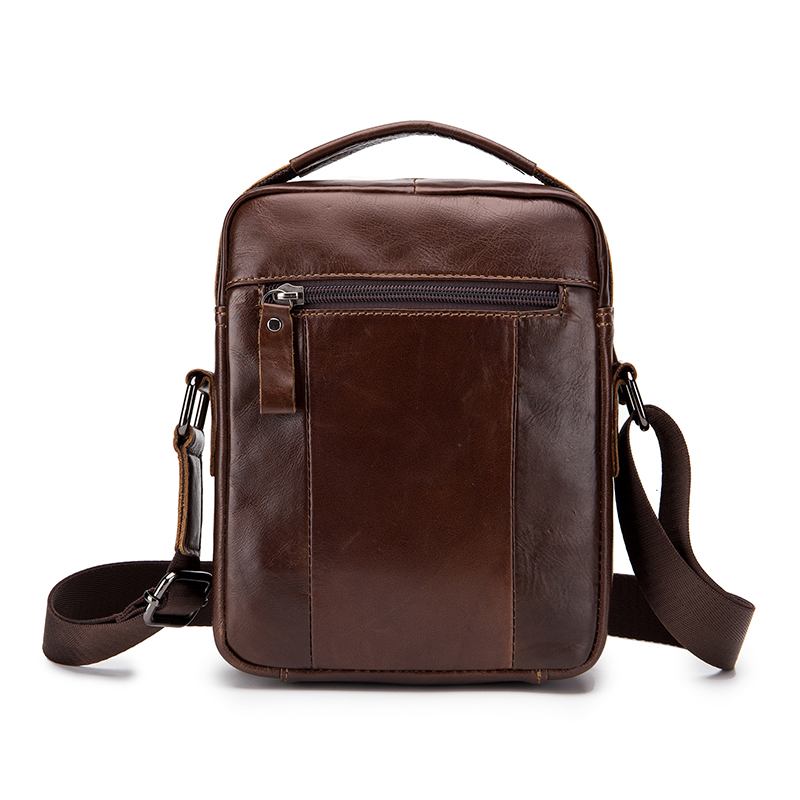 Vintage Affärsväska I Äkta Läder Axelväska Crossbody-väska För Män