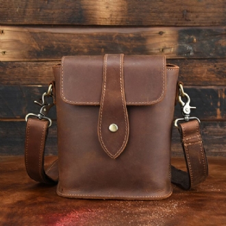 Vintage Axelväska I Äkta Läder För Män Crossbody-väska