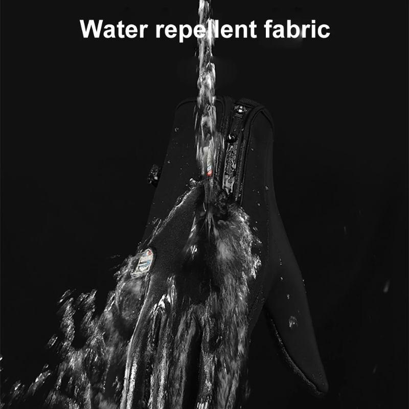 Dacron Polar Fleece Reflekterande Remsa För Män Plus Sammet Full-finger Värme Utomhus Vattentät Vindtät Halkfri Pekskärmshandskar