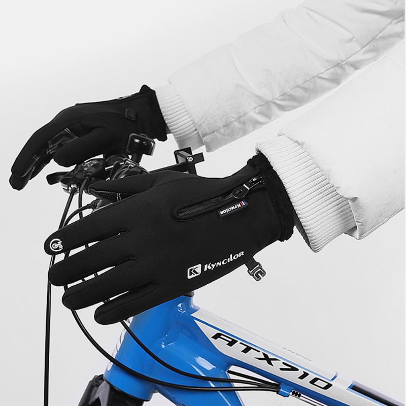 Unisex Fleeceskärm Berörbar Vinter Utomhus Håll Varm Vattentät Cykling Ridning Full-finger Handskar