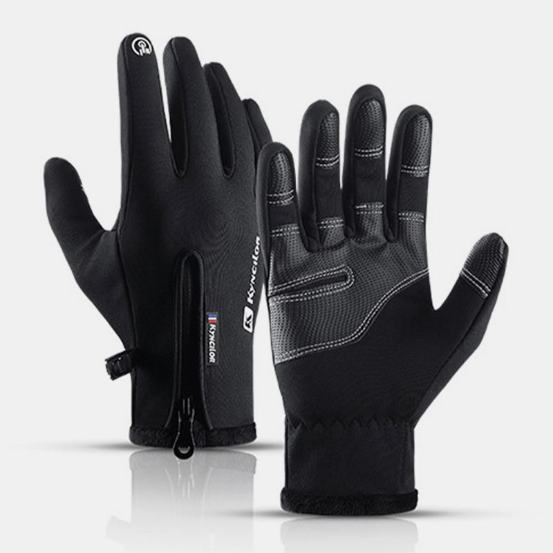Unisex Fleeceskärm Berörbar Vinter Utomhus Håll Varm Vattentät Cykling Ridning Full-finger Handskar