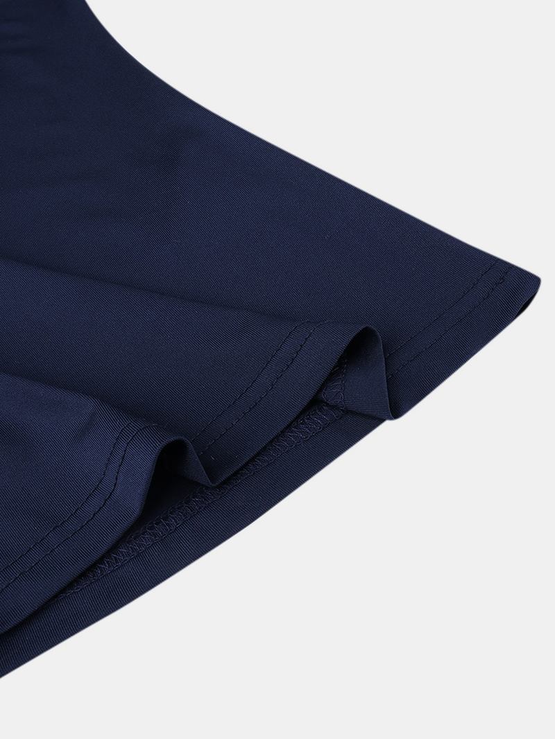 Enfärgad V-ringad Korsremmar Av Axeln Kortärmade T-shirts