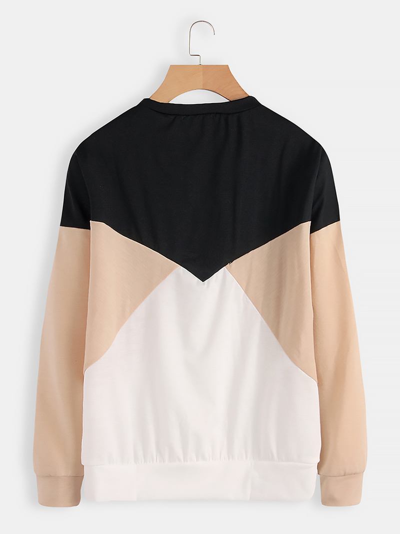 Kvinnor Casual Färgblock Långärmade T-shirts