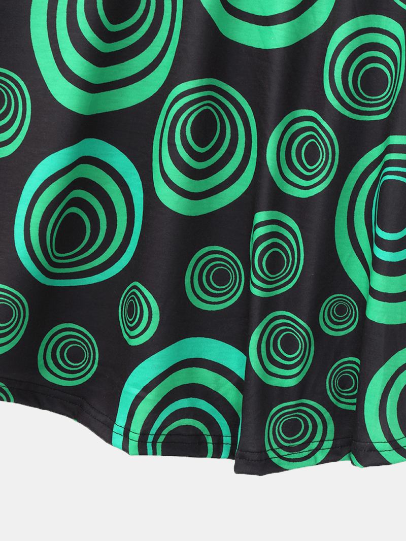 Kvinnor Circle Med Tryck Rund Hals Drop Shoulder Långärmad Lös T-shirt