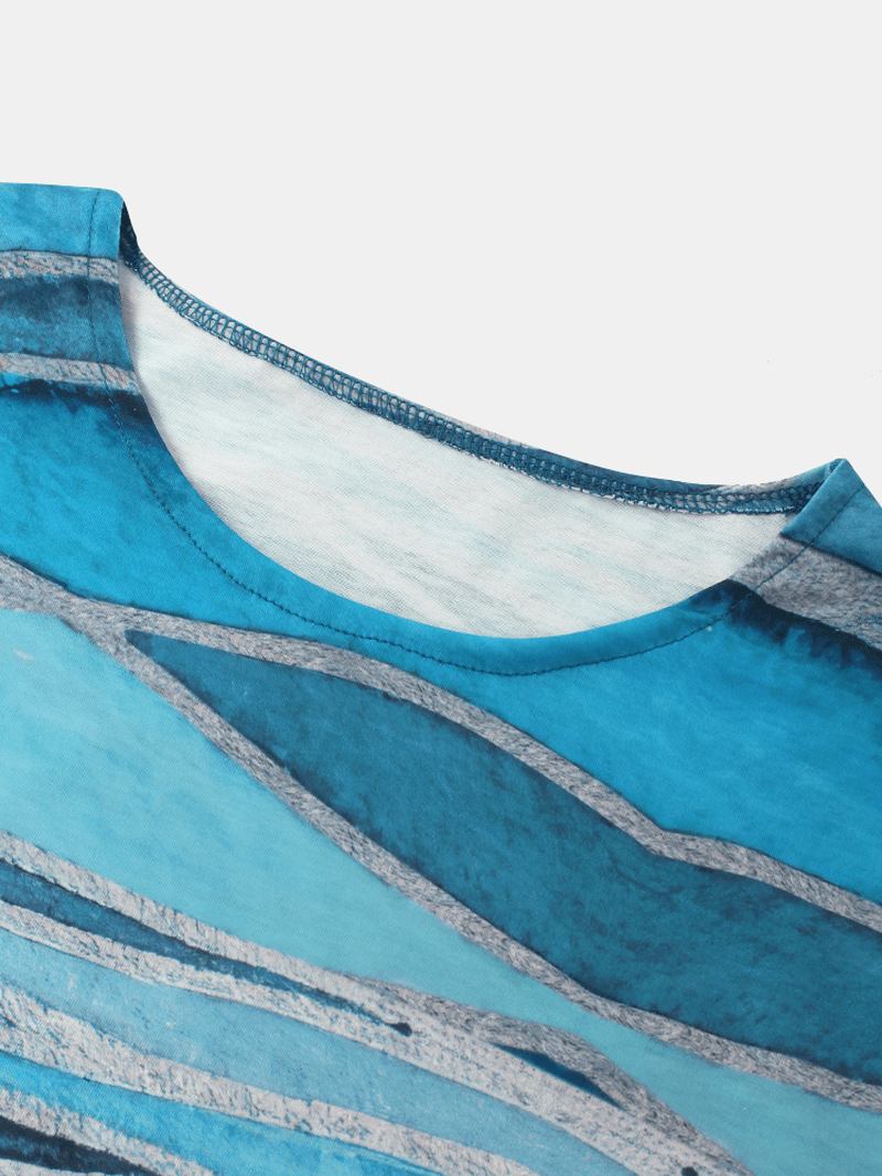 Tryck Rund Hals Kortärmad Knuten Casual T-shirt För Kvinnor