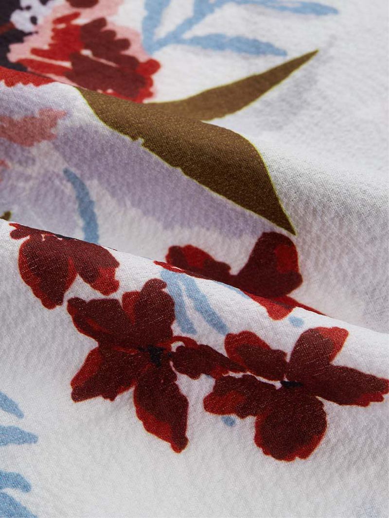Blommigt Tryck Halter V-hals Patchwork Holiday Ärmlöst Linne