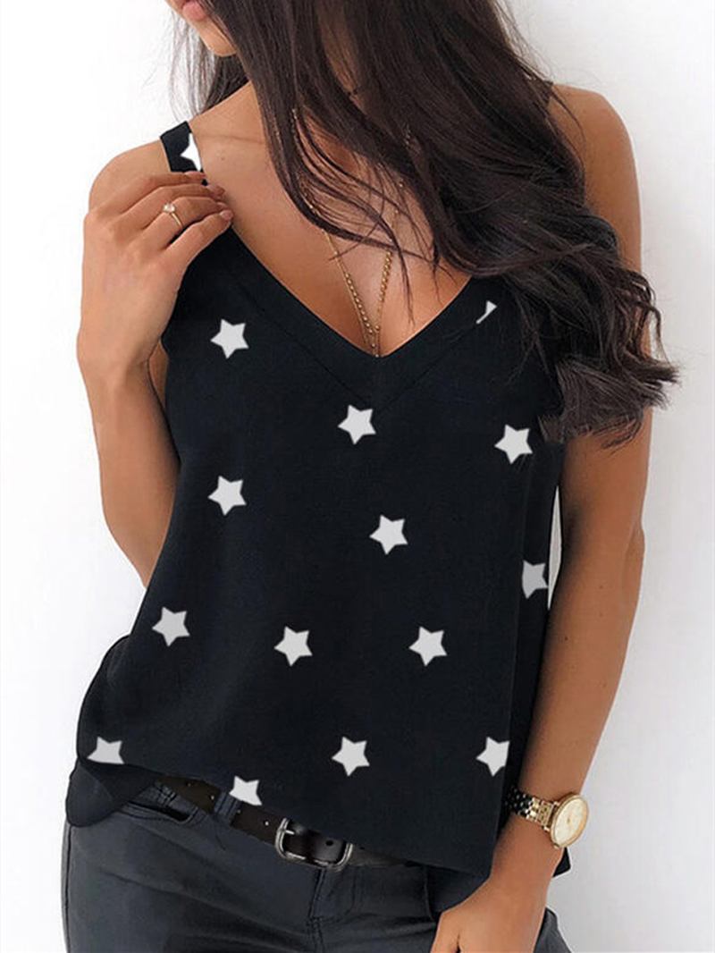 Casual Loose Star Med Tryck Summer Tank Tops För Kvinnor