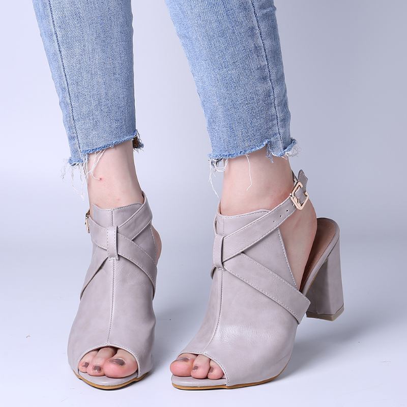 Kvinnor Peep Toe Slingback Spänne Högklackade Pumpar
