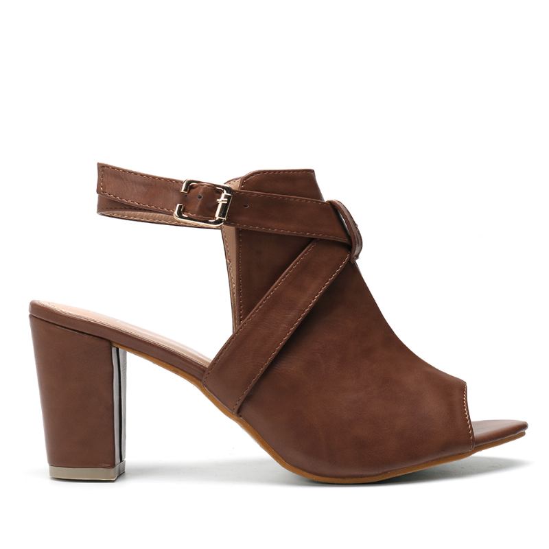 Kvinnor Peep Toe Slingback Spänne Högklackade Pumpar
