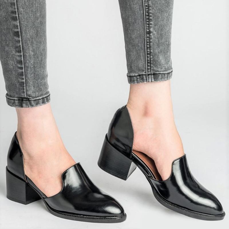 Us Storlek 5-11 Chunky Heel Pumps Casual Slip On Shoes