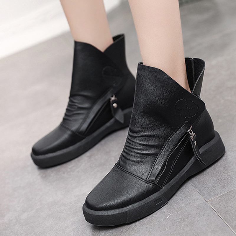 Flats Ankelboots Med Snörning