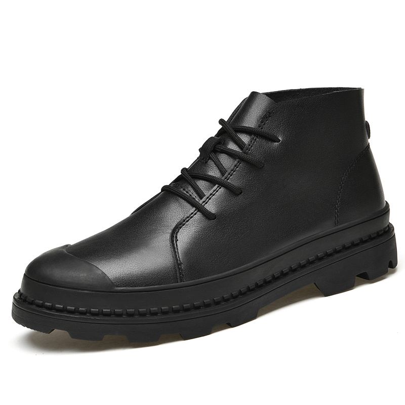 Herrkort Snörning Patchwork Halkfri Soffsula Casual Stövletter Martin Boots