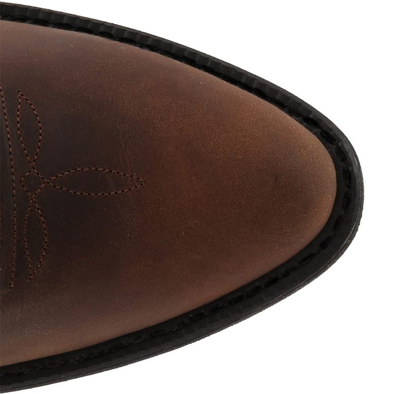 Klassiska Män Med Spetsig Tå Bärbara Cowboystövlar Med Mitten Av Kalven