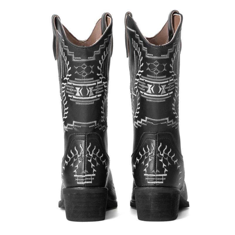 Kvinnor Casual Spetsad Tå Vintage Broderade Västerländska Cowboystövlar Martin Boots