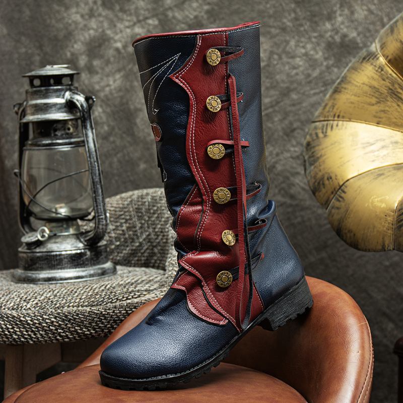 Kvinnor Lövmönster Höst Vinter Varmt Slitstarkt Runt Huvud Mid-calf Boots
