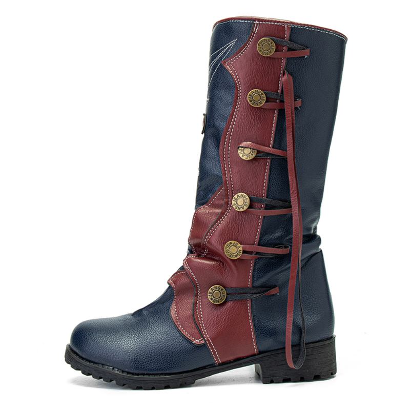 Kvinnor Lövmönster Höst Vinter Varmt Slitstarkt Runt Huvud Mid-calf Boots