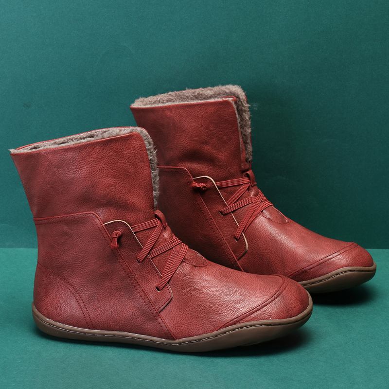 Kvinnor Solid Plyschfoder Casual Winter Mid Calf Boots