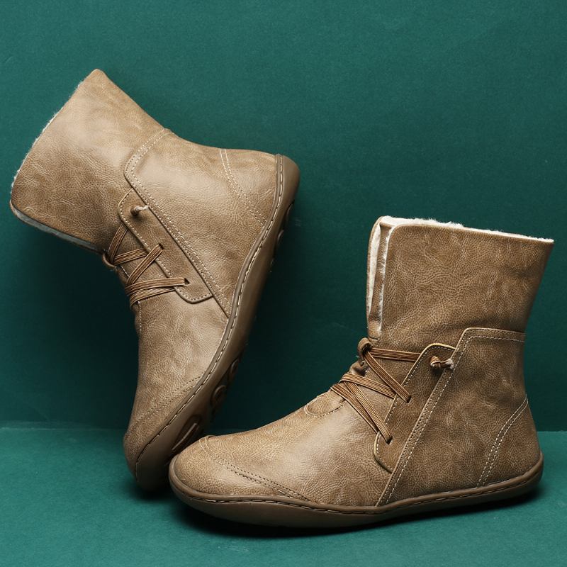 Kvinnor Solid Plyschfoder Casual Winter Mid Calf Boots