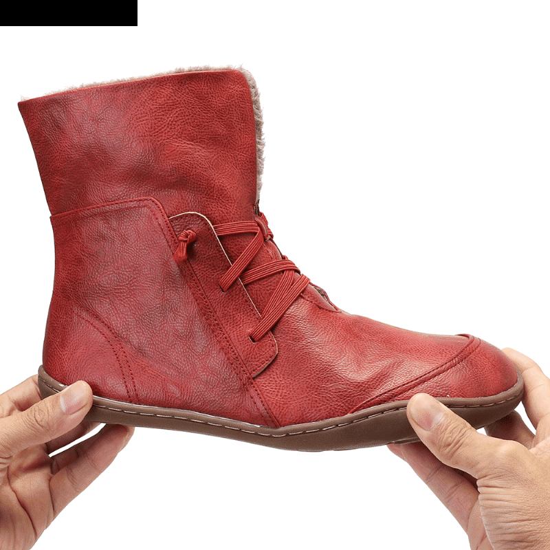 Kvinnor Solid Plyschfoder Casual Winter Mid Calf Boots