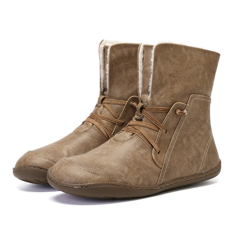 Kvinnor Solid Plyschfoder Casual Winter Mid Calf Boots