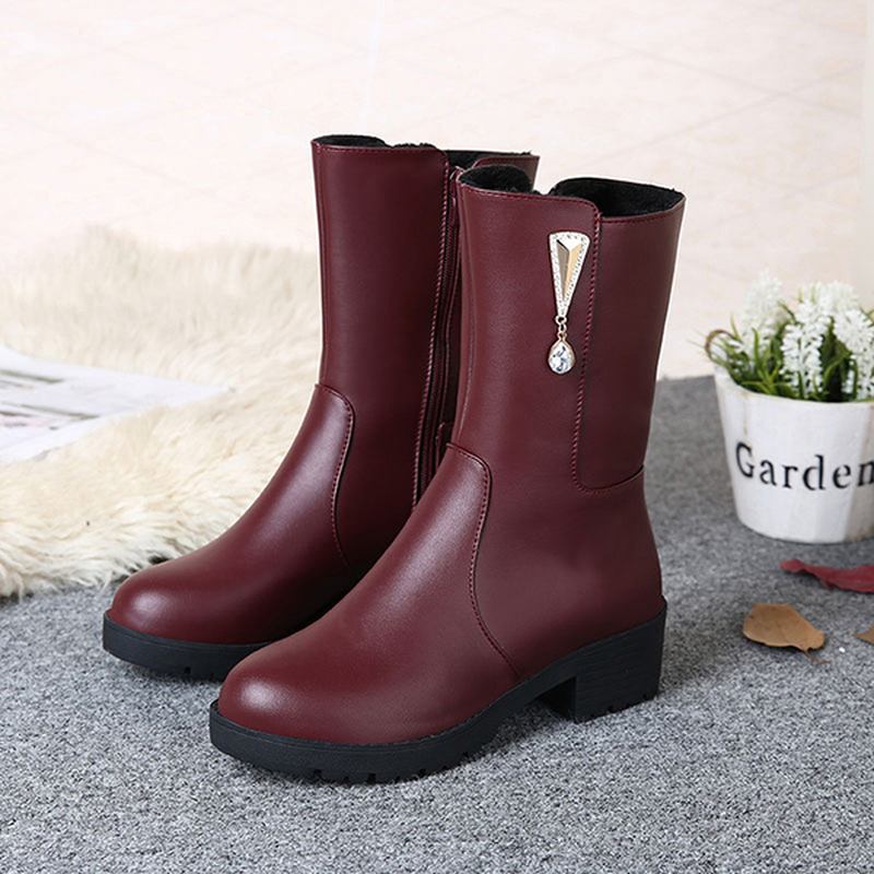 Kvinnor Vinter Håll Varm Kristall Mode Mid-calf Boots