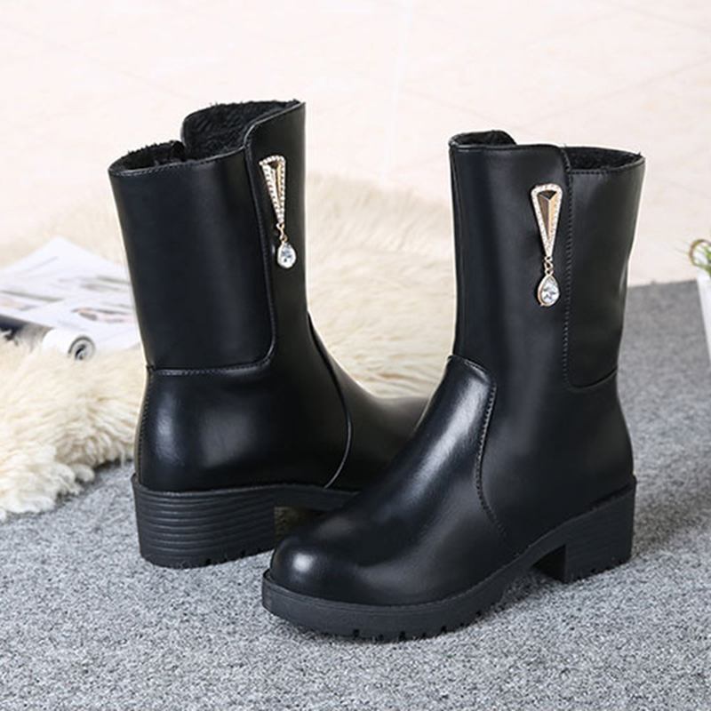 Kvinnor Vinter Håll Varm Kristall Mode Mid-calf Boots