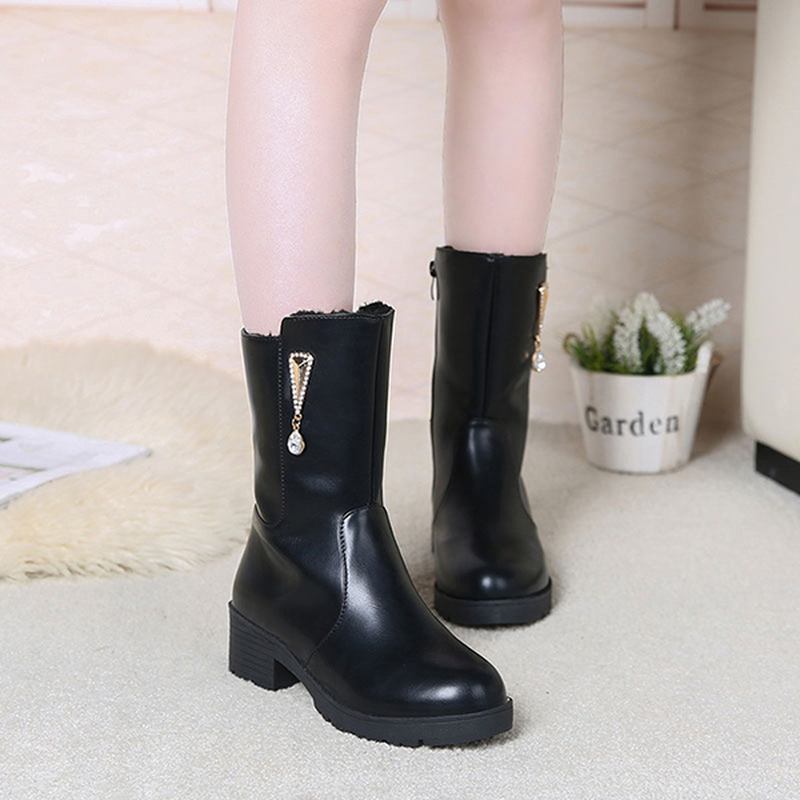 Kvinnor Vinter Håll Varm Kristall Mode Mid-calf Boots