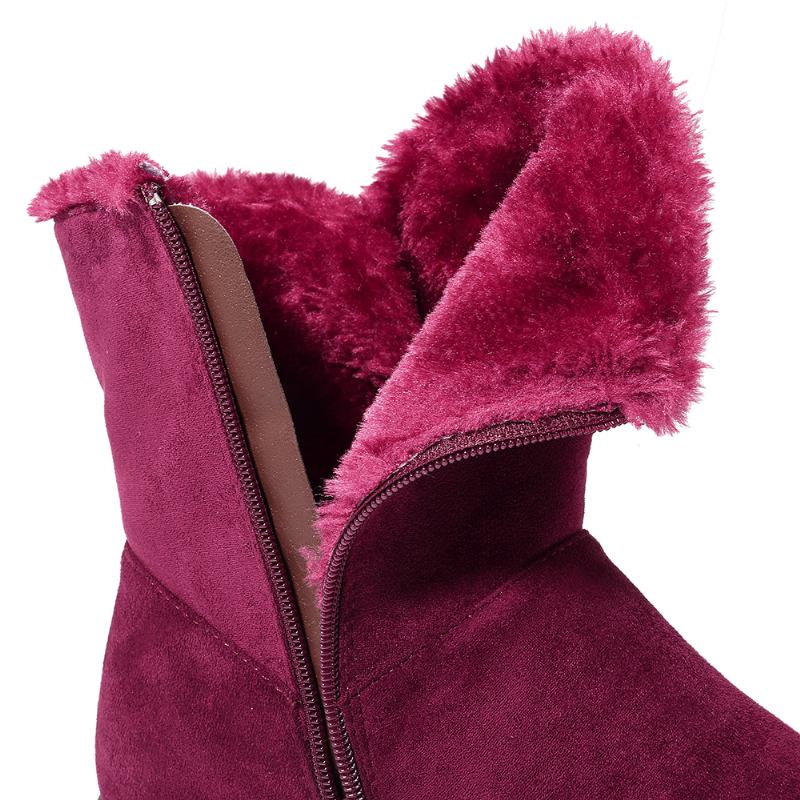 Kvinnor Zipper Stövlar Plysch Päls Varma Snow Boots
