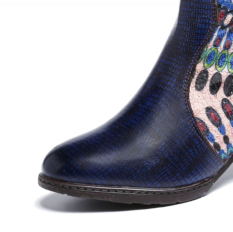 Kvinnors Splicing Tribal Mönster Dragkedja Western Cowboy Boots