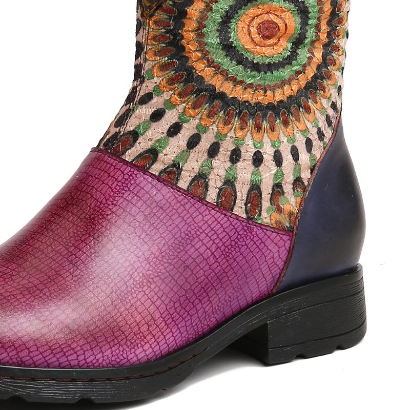 Kvinnors Splitsning Stammönster Basel Mid-calf Dragkedja Western Boots