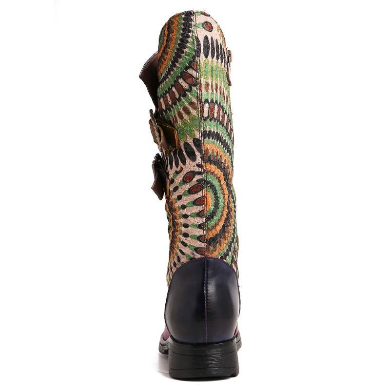 Kvinnors Splitsning Stammönster Basel Mid-calf Dragkedja Western Boots