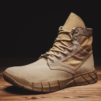 Män Andas Mjuk Sula Lädertyg Skarvningsplattform Solid Casual Sports Boots