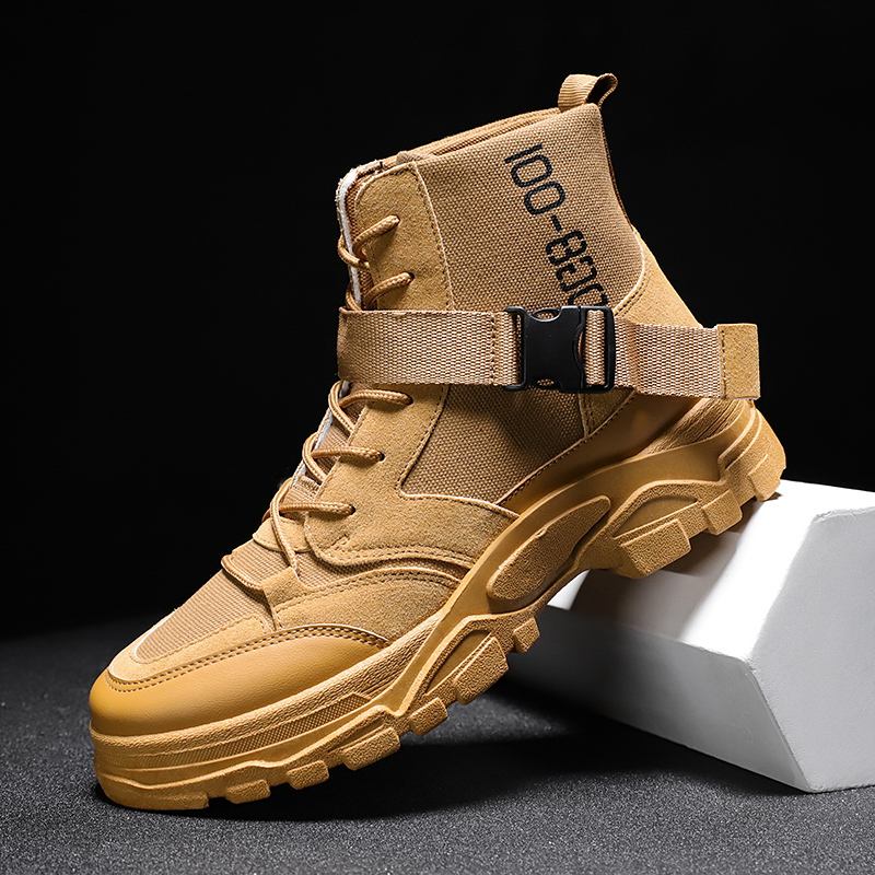 Män Canvas Andas Mjuk Sula Brief Solid Lace Up Casual Martin Boots
