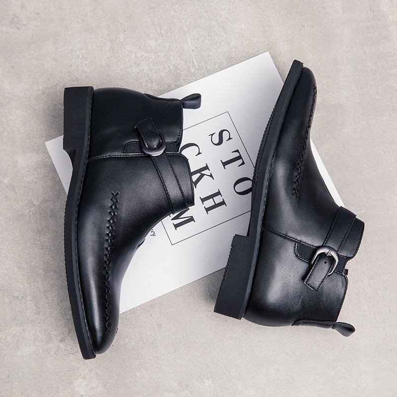Män Handsömmar Microfiber Läder Halkfri Mjuk Andas Casual Chelsea Boots