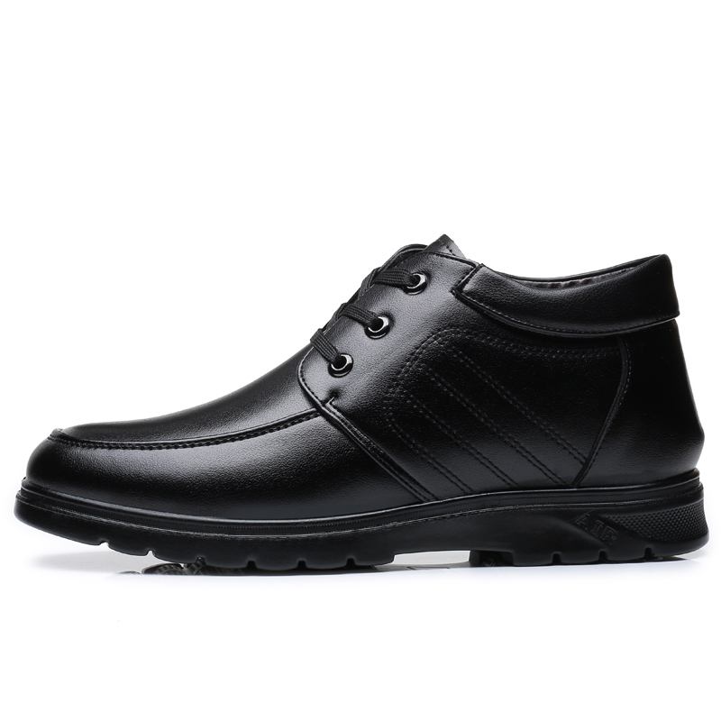 Män Microfiber Läder Varmfodrade Snöra Business Casual Boots