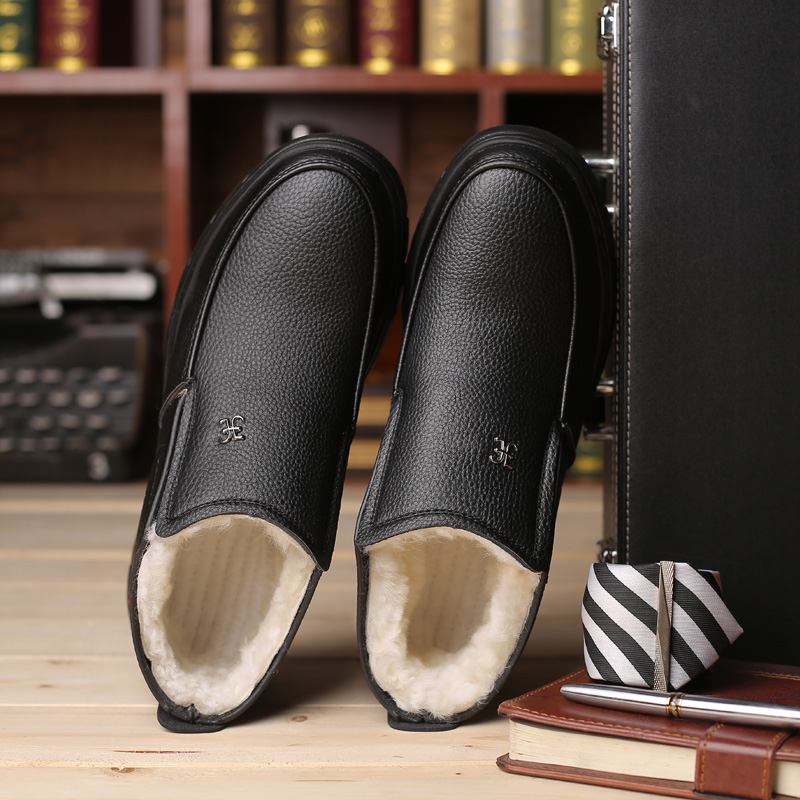 Män Microfiber Läder Varmt Plysch Foder Business Casual Ankel Boots