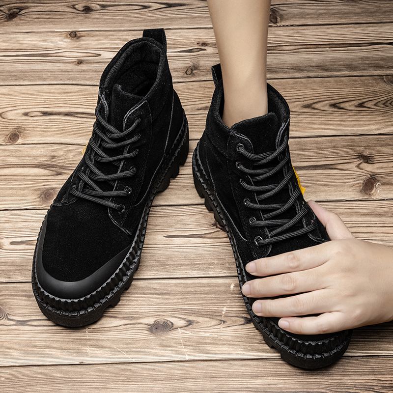 Män Snygg Retro Wide Fit Rund Tå Casual Platform Tooling Boots