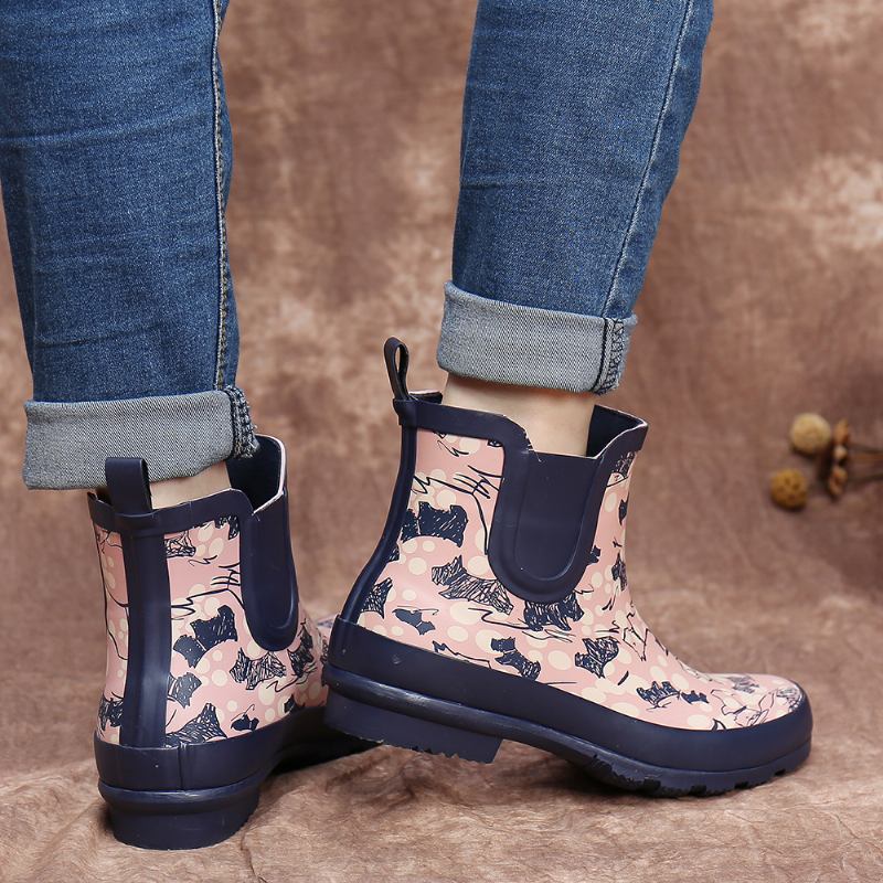 Naturgummi Anti-slip Vattentät Chelsea Ankel Booties Regnstövlar