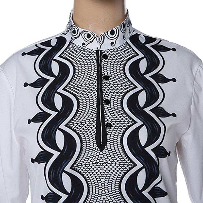 Fritidst-shirts Med Löst Tryck För Män I Afrikansk Stil