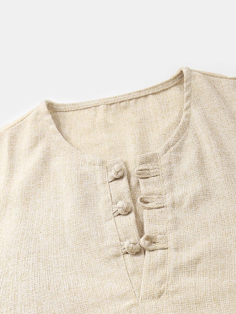 Herr Bomullssolid Henley Krage Kortärmade Skjortor