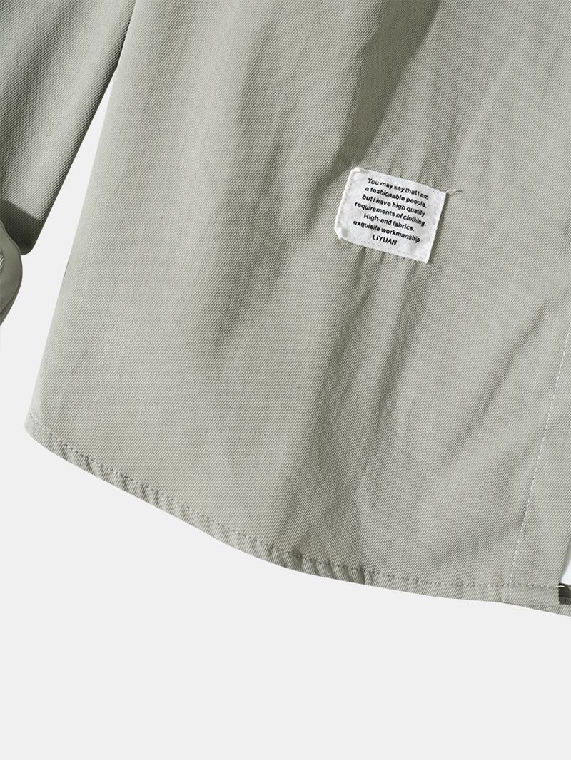 Herr Daily Artsy Letter Button Splicing Färg Block Shirt