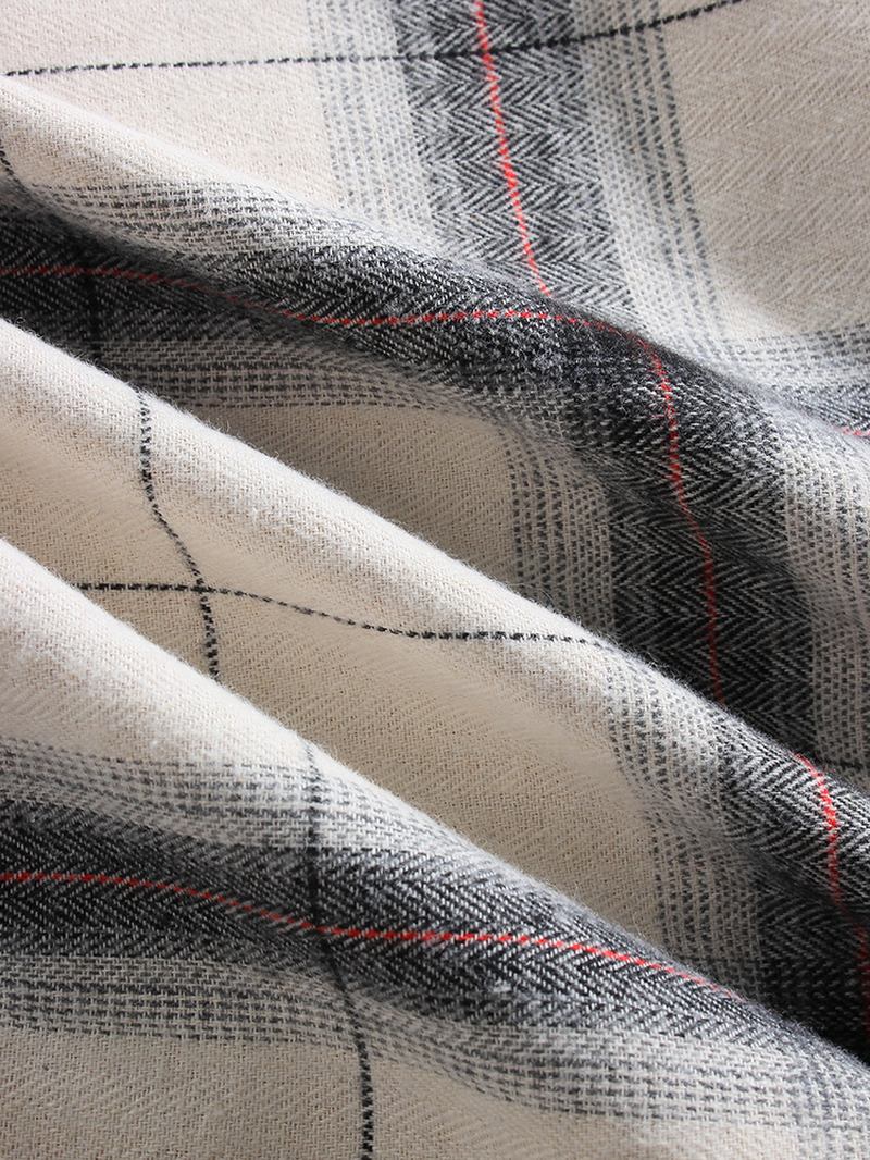 Herr Rutig Button Up Warm Thicken Shirts Med Bröstficka