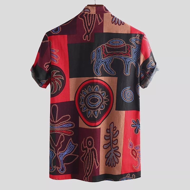 Kortärmad Herrblus Hawaiian Blommiga Skjortor Summer Beach Casual T-shirt Toppar