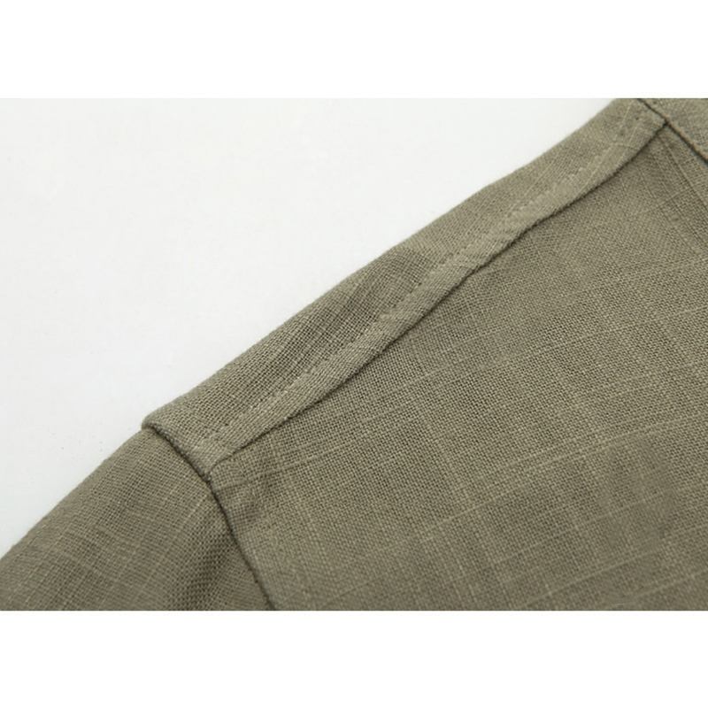 Män Enfärgad Casual O-hals Single Breasted Pocket Shirts