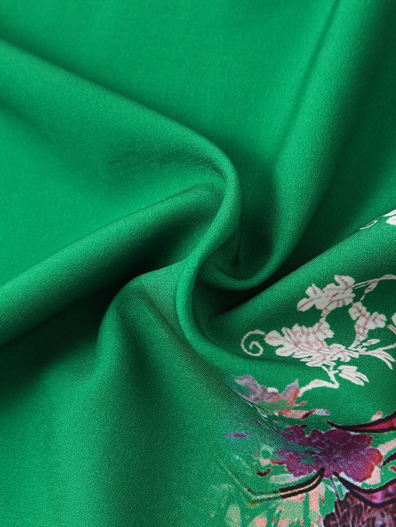 Män Kontrast Patchwork Nationell Stil Utskrift Lapel Krage Långärmade Skjortor