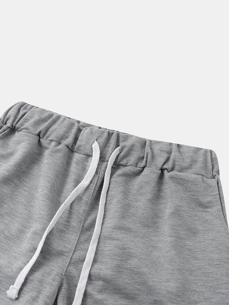 Män Oregelbundna Med Tryck Sets Kortärmad Dragsko Shorts Casual Två Delar