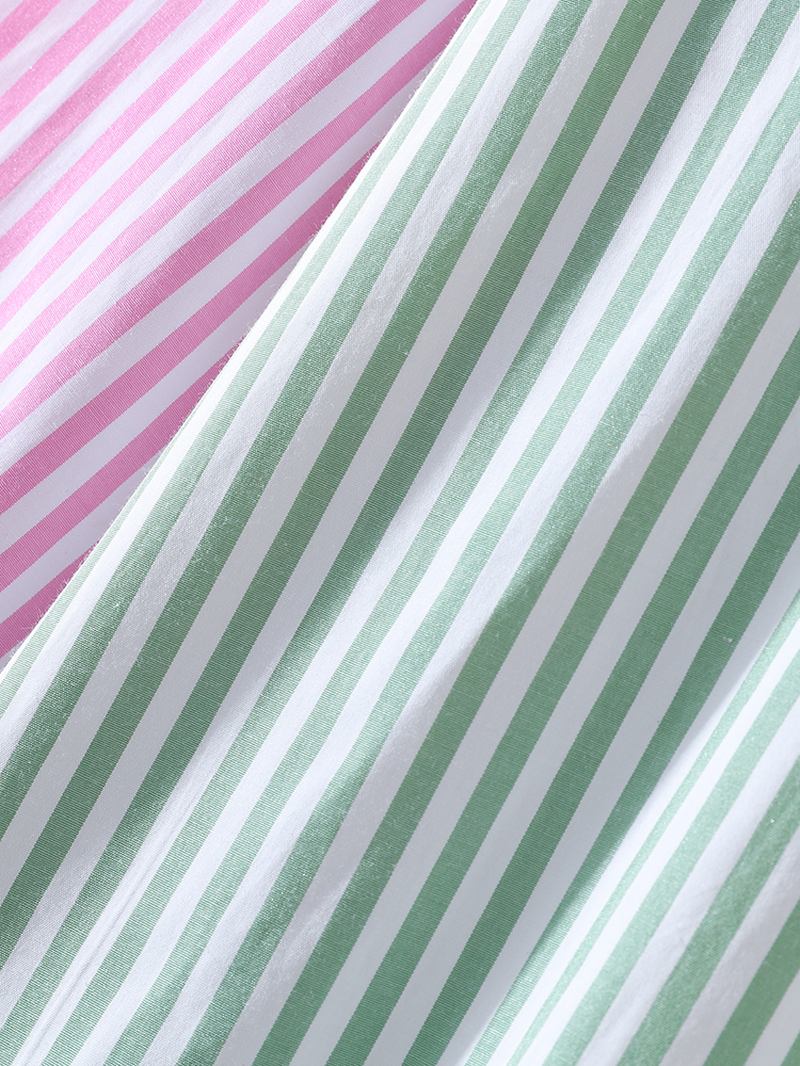 Män Stripe Patchwork Bröstficka Lapel Långärmade Bomullskjortor