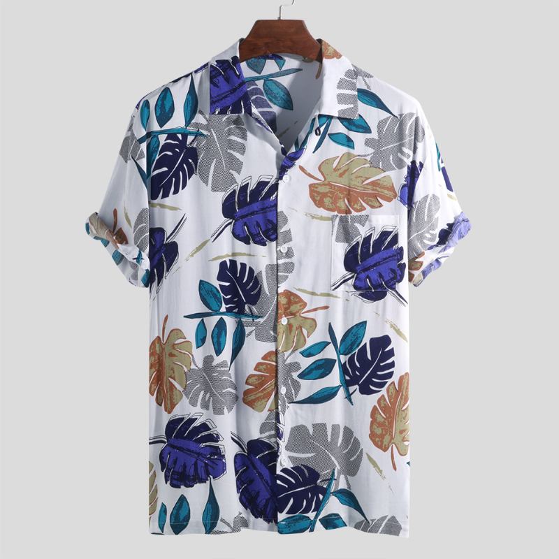 Tropical Plants Med Tryck Hawaiian Beach Shirts